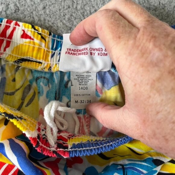 Pipeline USA‎ Mens M 32/34 Vintage Surf Trunks Board Shorts Floral USA 90s - Picture 6 of 7